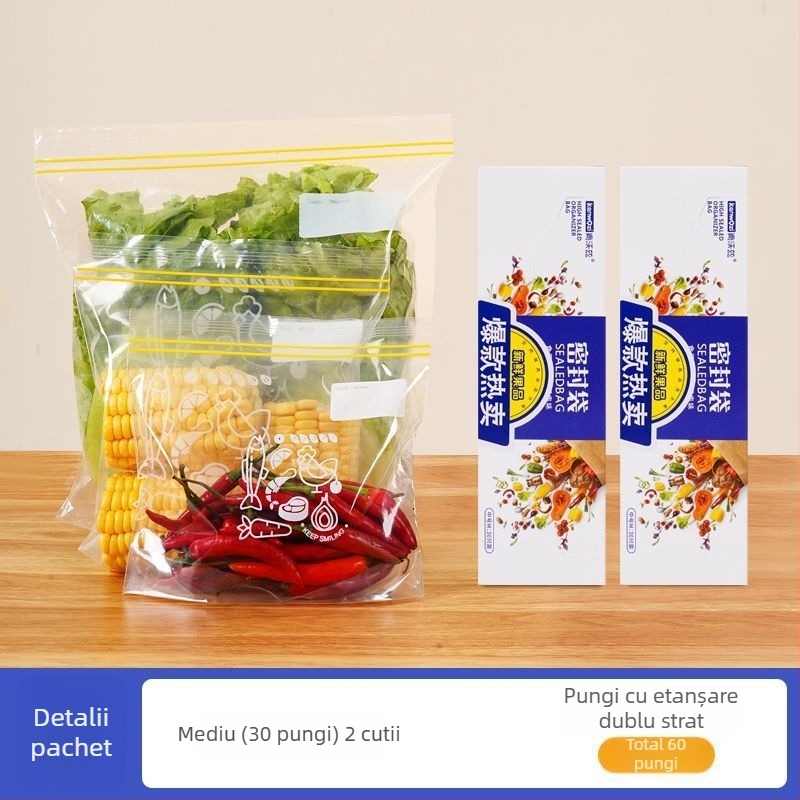 Pungi sigilate alimentare, pungi resigilabile pentru congelator, pungi de depozitare din plastic pentru frigider