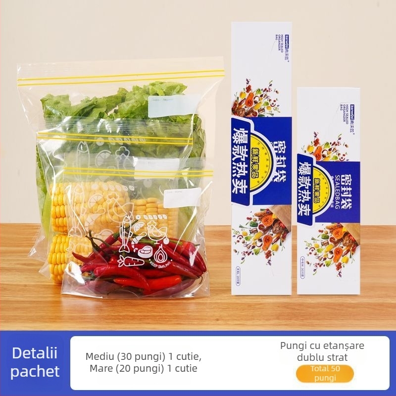 Pungi sigilate alimentare, pungi resigilabile pentru congelator, pungi de depozitare din plastic pentru frigider