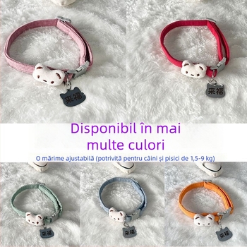 Guler gravat cu plăcuță de identificare pentru animale mici și medii, reglabil