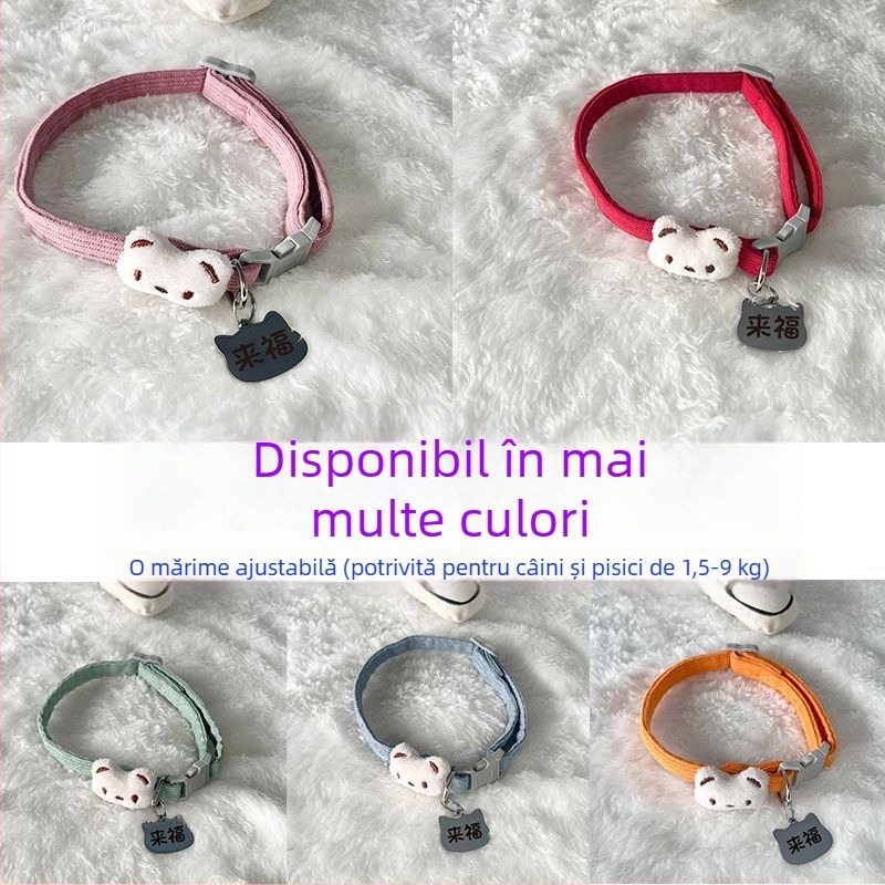Guler gravat cu plăcuță de identificare pentru animale mici și medii, reglabil