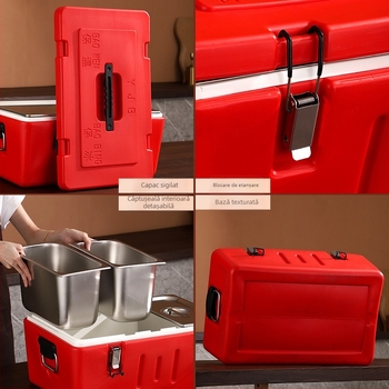 Cutie izolată din oțel inoxidabil pentru alimente, 40L, pentru livrări la pachet și tarabe