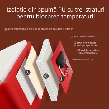 Cutie izolată din oțel inoxidabil pentru alimente, 40L, pentru livrări la pachet și tarabe