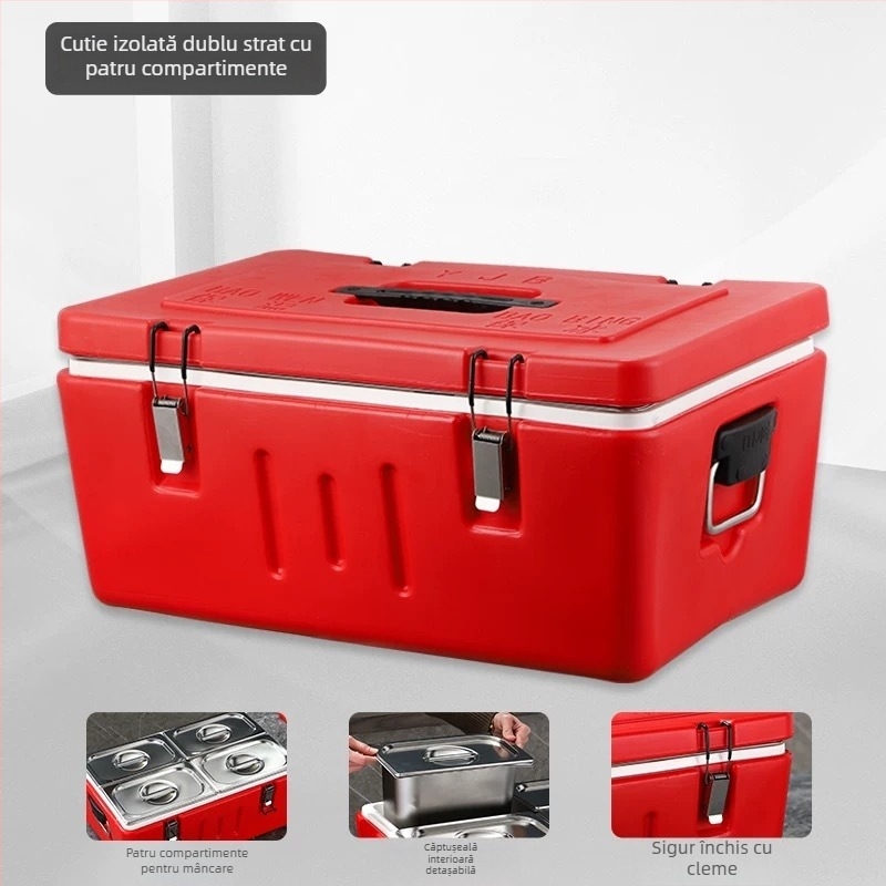 Cutie izolată din oțel inoxidabil pentru alimente, 40L, pentru livrări la pachet și tarabe