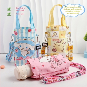Geantă pentru sticlă de apă cu design drăguț de desen animat, curea crossbody, protecție izolantă portabilă pentru ceașcă