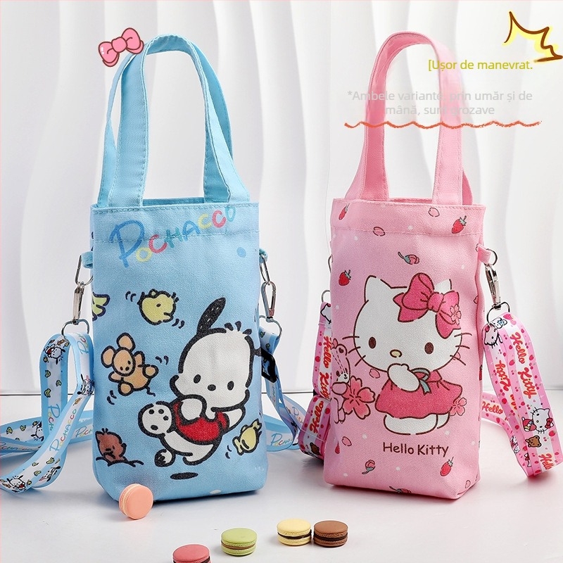 Geantă pentru sticlă de apă cu design drăguț de desen animat, curea crossbody, protecție izolantă portabilă pentru ceașcă
