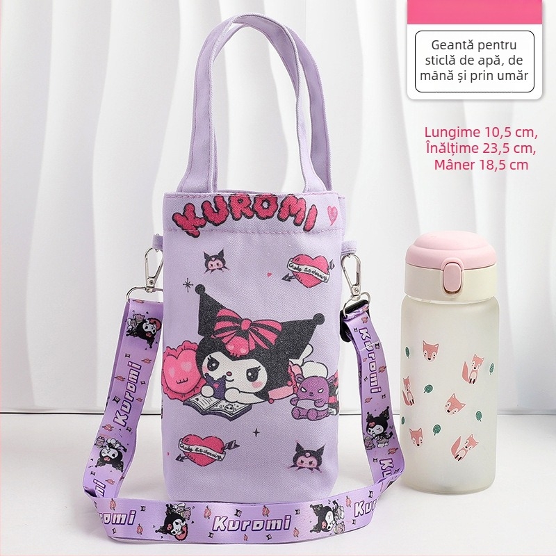 Geantă pentru sticlă de apă cu design drăguț de desen animat, curea crossbody, protecție izolantă portabilă pentru ceașcă