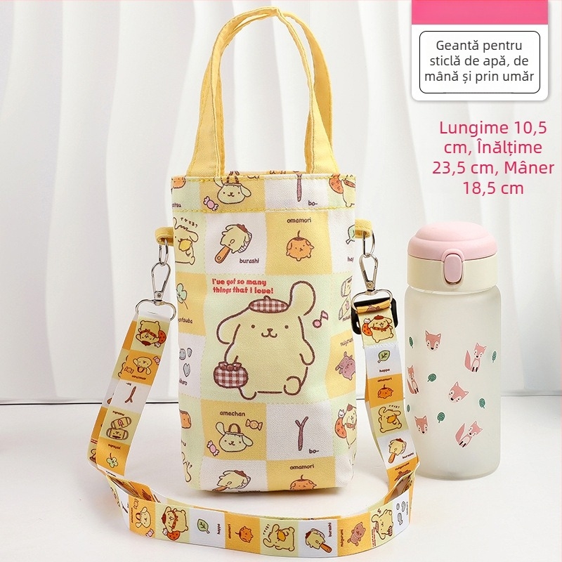 Geantă pentru sticlă de apă cu design drăguț de desen animat, curea crossbody, protecție izolantă portabilă pentru ceașcă