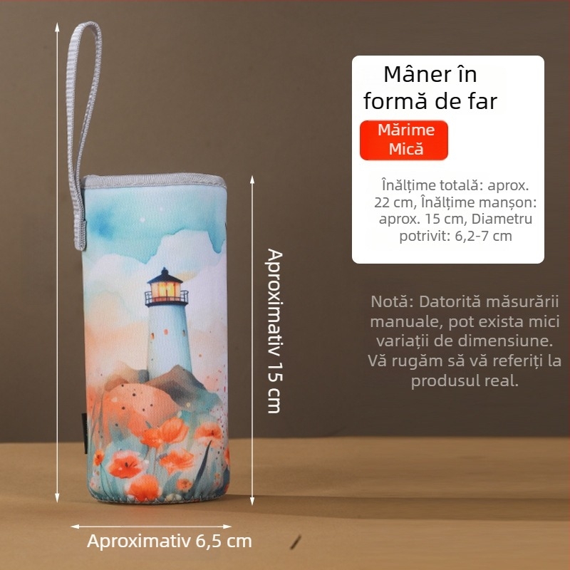 Husă de protecție pentru ceașcă termică în stil chinezesc, husă universală pentru sticlă, geantă din pânză cu bretea diagonală