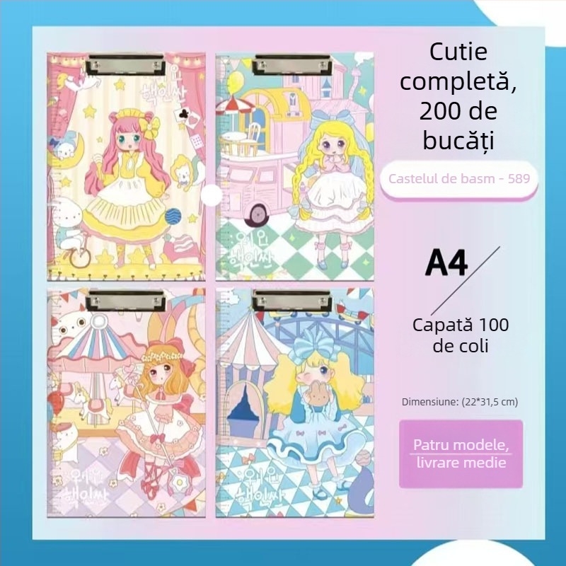 Dosar A4 din hârtie cu clemă puternică, design desen animat