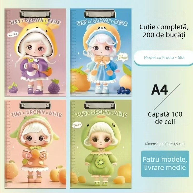 Dosar A4 din hârtie cu clemă puternică, design desen animat