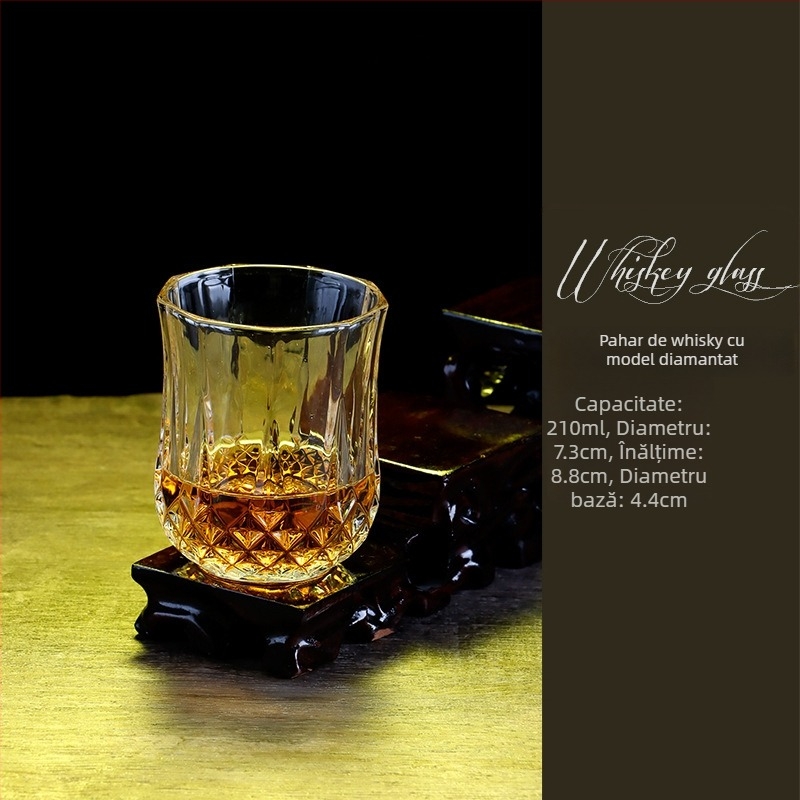 Set de pahare din cristal pentru whisky, coniac, bere și vin roșu – uz casnic, stil retro