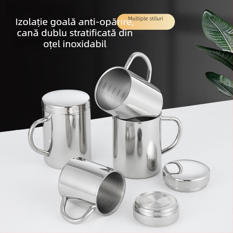 Cană din oțel inoxidabil 316, personalizabilă, cu pereți dubli, pentru cafea, ceai, grădiniță și elevi