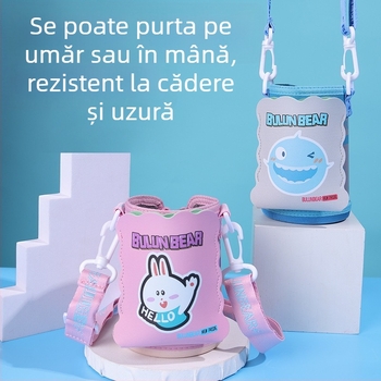 Husă izolantă pentru pahar de copii, cu curea și șnur crossbody – protecție universală pentru sticlă de apă