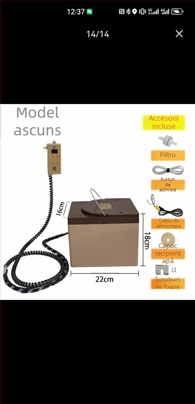 Dispenser ascuns pentru apă în mașină, cu încălzitor termostatic, 24V, apă caldă și rece, boiler cu capacitate mare