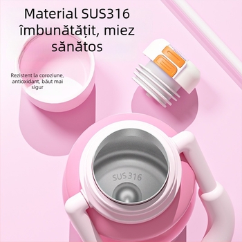 Cană izolată cu mâner, capacitate mare, sticlă sport pentru exterior, rezistentă
