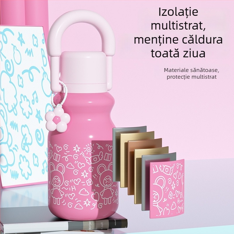 Cană izolată cu mâner, capacitate mare, sticlă sport pentru exterior, rezistentă