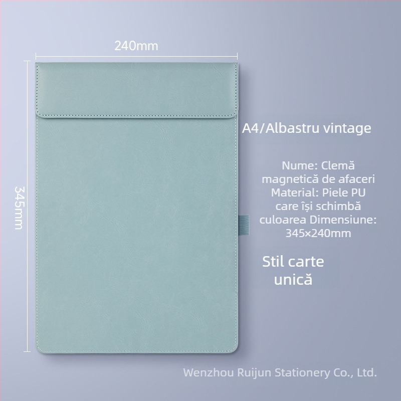 Dosar A4 din piele PU cu logo personalizat – clip pentru notițe și spațiu de scriere pentru întâlniri de afaceri