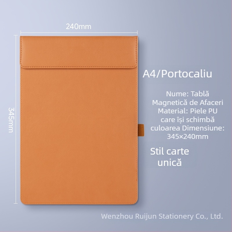 Dosar A4 din piele PU cu logo personalizat – clip pentru notițe și spațiu de scriere pentru întâlniri de afaceri