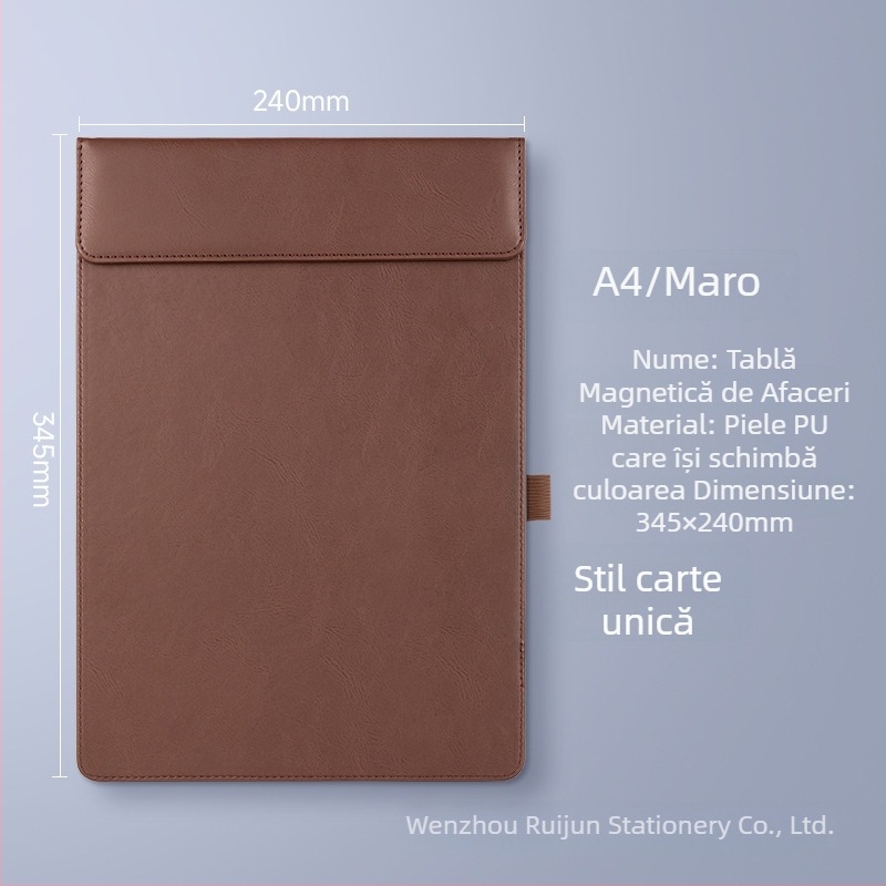 Dosar A4 din piele PU cu logo personalizat – clip pentru notițe și spațiu de scriere pentru întâlniri de afaceri
