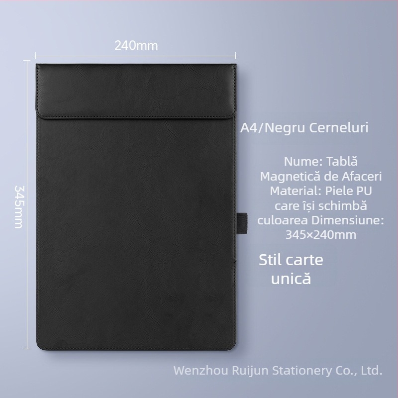 Dosar A4 din piele PU cu logo personalizat – clip pentru notițe și spațiu de scriere pentru întâlniri de afaceri