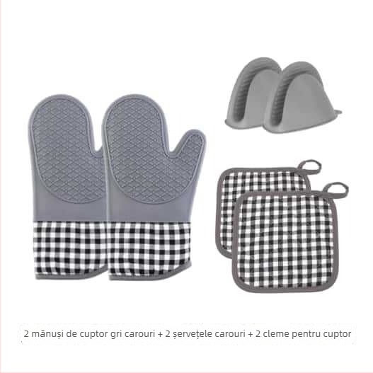 Mănuși izolante din silicon pentru cuptor, mănuși de bucătărie rezistente la temperaturi înalte, cu aderență antiderapantă, compatibile cu cuptorul cu microunde, model plasă, dimensiuni 30 × 18,5 cm