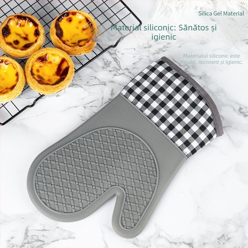 Mănuși izolante din silicon pentru cuptor, mănuși de bucătărie rezistente la temperaturi înalte, cu aderență antiderapantă, compatibile cu cuptorul cu microunde, model plasă, dimensiuni 30 × 18,5 cm