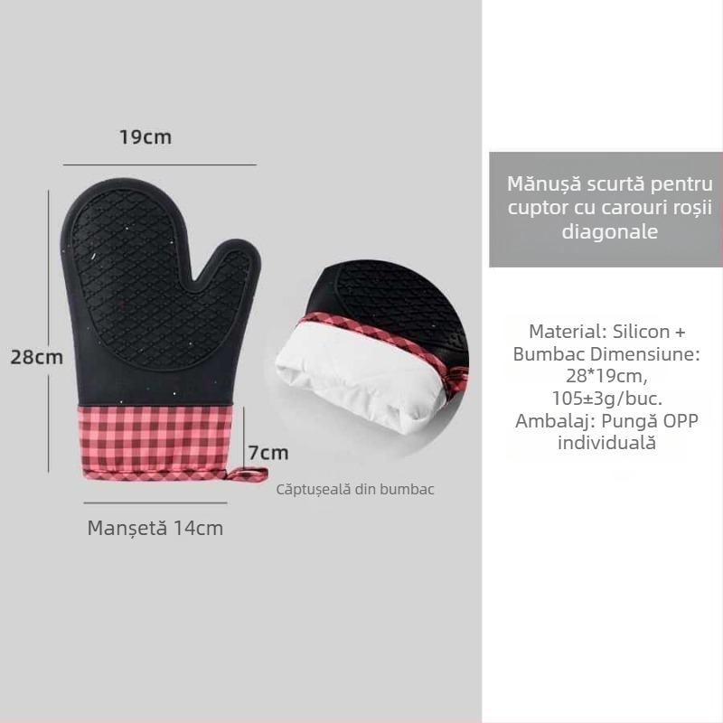 Mănuși izolante din silicon pentru cuptor, mănuși de bucătărie rezistente la temperaturi înalte, cu aderență antiderapantă, compatibile cu cuptorul cu microunde, model plasă, dimensiuni 30 × 18,5 cm