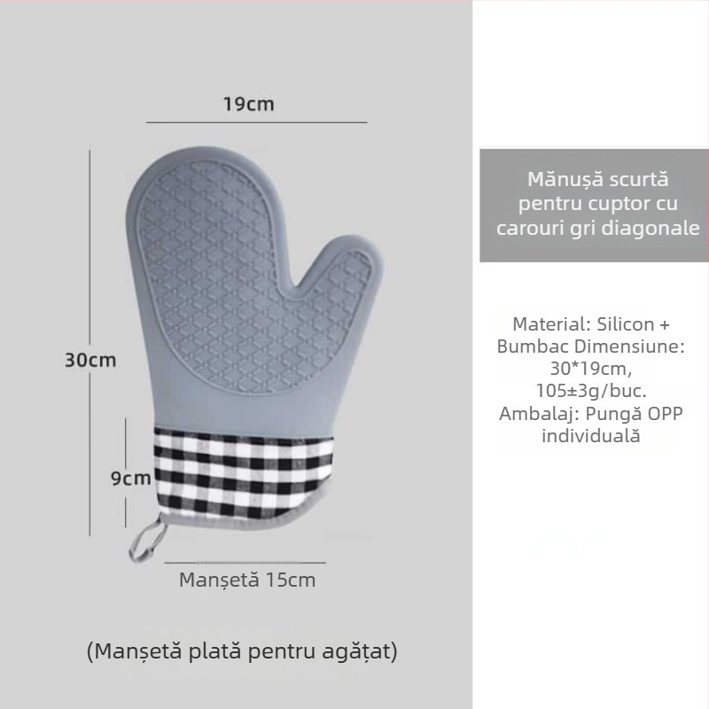 Mănuși izolante din silicon pentru cuptor, mănuși de bucătărie rezistente la temperaturi înalte, cu aderență antiderapantă, compatibile cu cuptorul cu microunde, model plasă, dimensiuni 30 × 18,5 cm