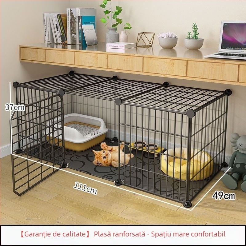 Cușcă pentru pisici cu toaletă, stil vilă DIY, spațiu interior, trei niveluri, adăpost mic pentru pisici