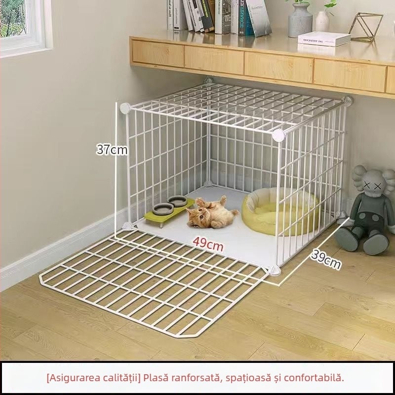Cușcă pentru pisici cu toaletă, stil vilă DIY, spațiu interior, trei niveluri, adăpost mic pentru pisici
