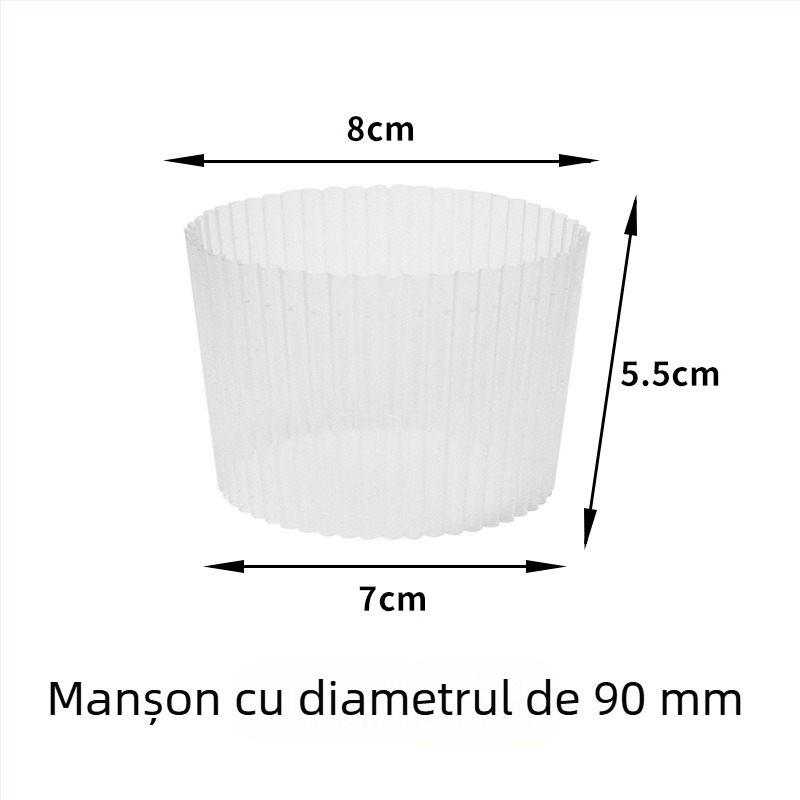 Înveliș din plastic pentru pahare de ceai cu lapte, transparent, antiderapant, pentru 500–700 ml, deschidere Ø90 mm