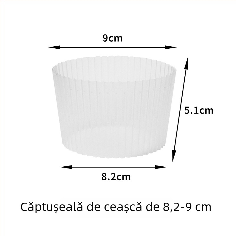 Înveliș din plastic pentru pahare de ceai cu lapte, transparent, antiderapant, pentru 500–700 ml, deschidere Ø90 mm