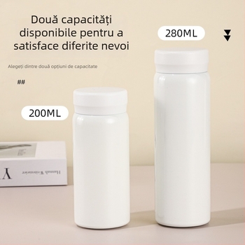 Termos mini din oțel inoxidabil 316, cană de buzunar compactă, design cilindric drept, finisaj vopsit
