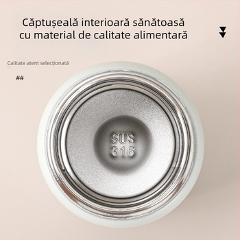 Termos mini din oțel inoxidabil 316, cană de buzunar compactă, design cilindric drept, finisaj vopsit