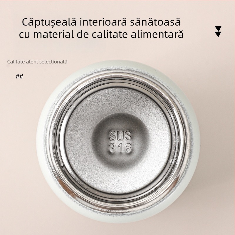 Termos mini din oțel inoxidabil 316, cană de buzunar compactă, design cilindric drept, finisaj vopsit