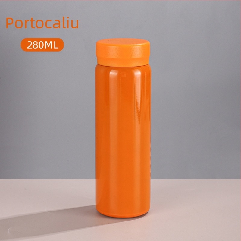 Termos mini din oțel inoxidabil 316, cană de buzunar compactă, design cilindric drept, finisaj vopsit