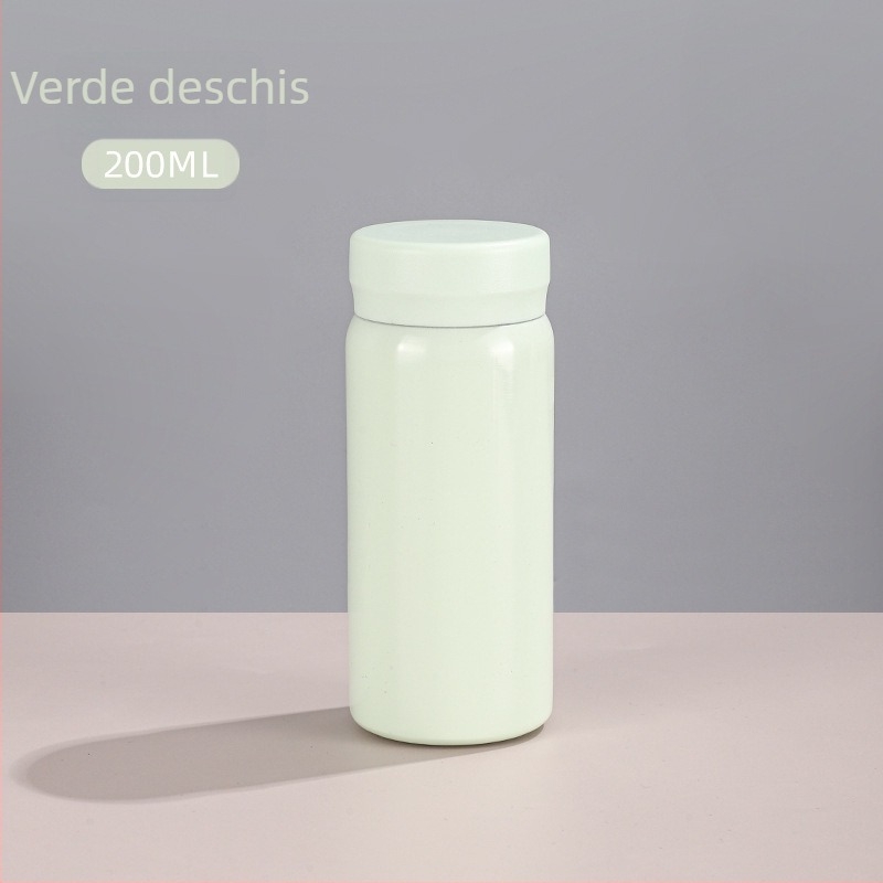 Termos mini din oțel inoxidabil 316, cană de buzunar compactă, design cilindric drept, finisaj vopsit