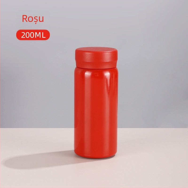 Termos mini din oțel inoxidabil 316, cană de buzunar compactă, design cilindric drept, finisaj vopsit