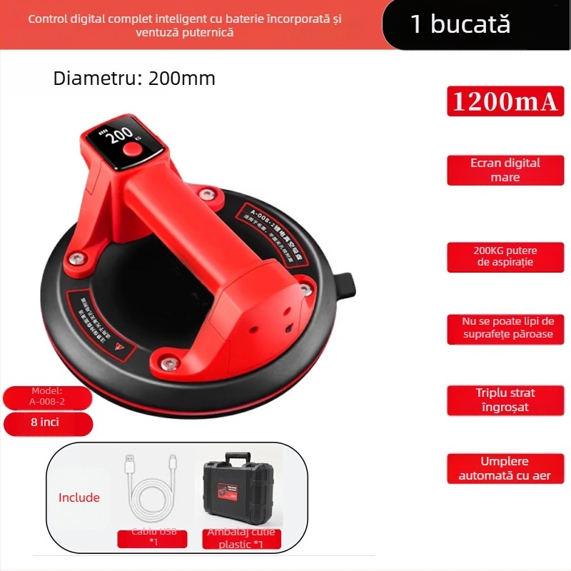 Ridicător cu ventuză electrică, control inteligent al presiunii și reumplere automată a aerului, destinat manipulării grele a sticlei și plăcilor