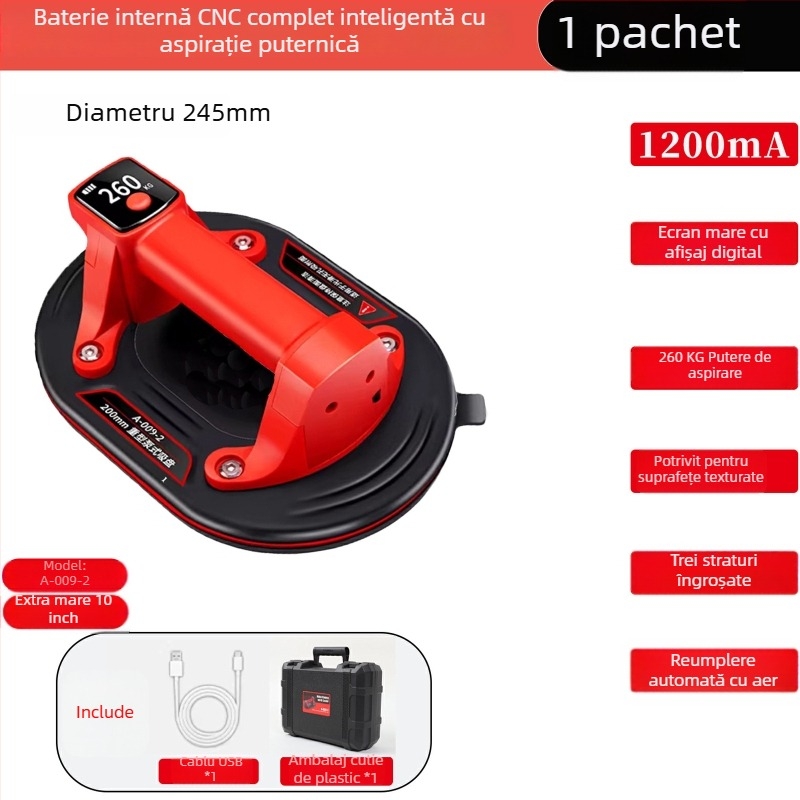 Ridicător cu ventuză electrică, control inteligent al presiunii și reumplere automată a aerului, destinat manipulării grele a sticlei și plăcilor