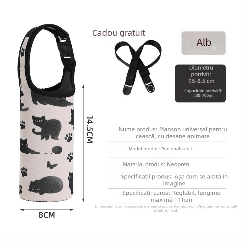 Husă izolantă pentru ceașcă cu cataramă, universală, portabilă, îngroșată