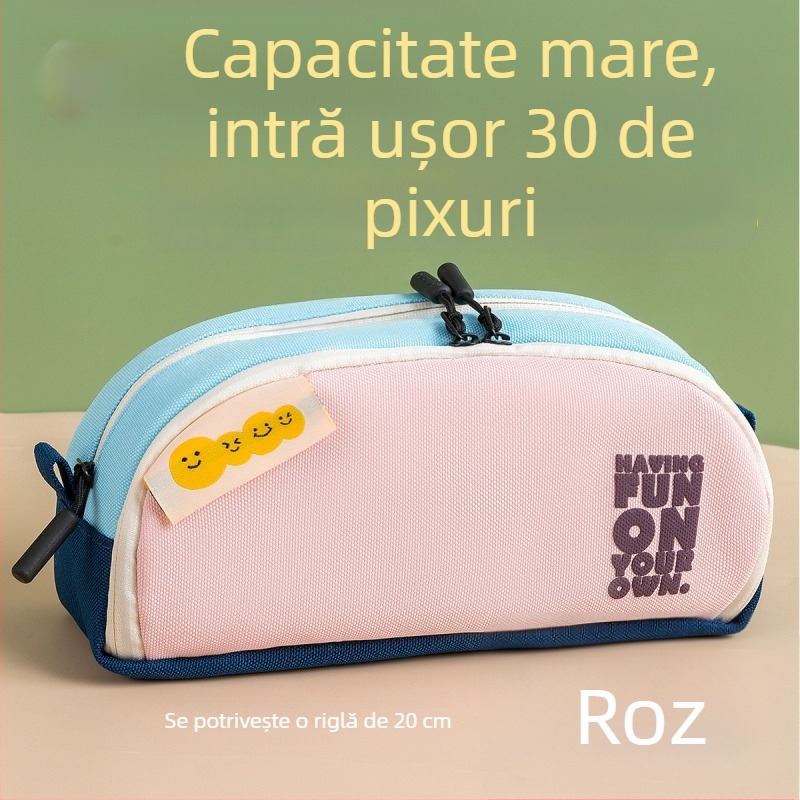 Penar pentru liceu, design minimalist cu două straturi, capacitate mare, compartimente multiple, aspect elegant și unic