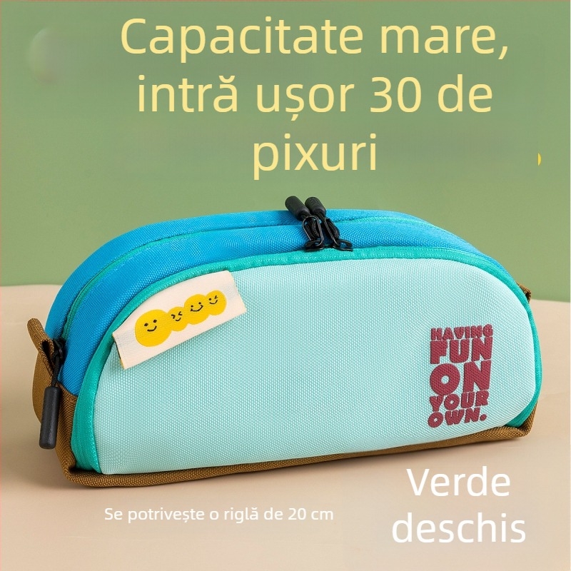Penar pentru liceu, design minimalist cu două straturi, capacitate mare, compartimente multiple, aspect elegant și unic