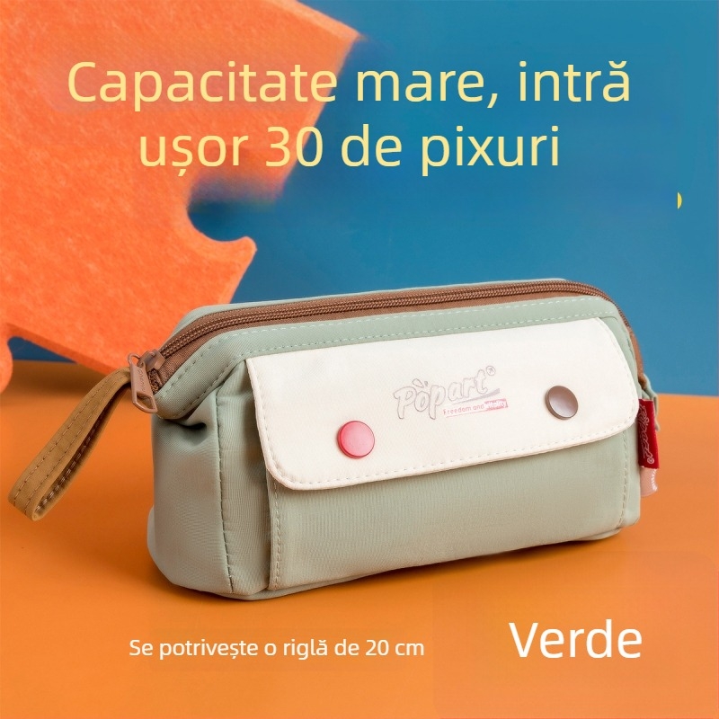 Penar pentru liceu, design minimalist cu două straturi, capacitate mare, compartimente multiple, aspect elegant și unic