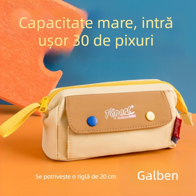 Penar pentru liceu, design minimalist cu două straturi, capacitate mare, compartimente multiple, aspect elegant și unic