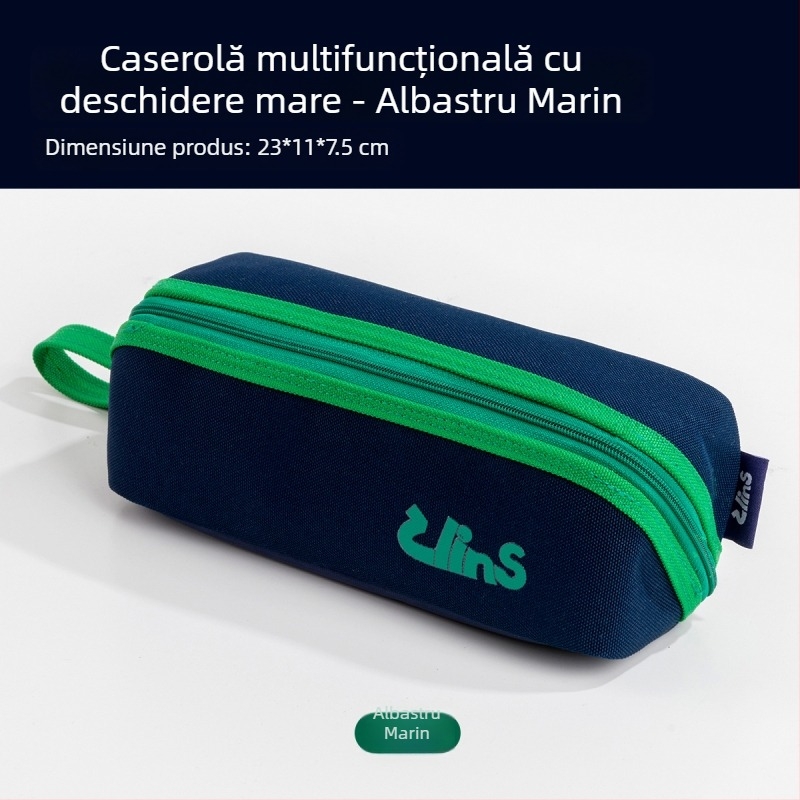Penar pentru liceu, design minimalist cu două straturi, capacitate mare, compartimente multiple, aspect elegant și unic