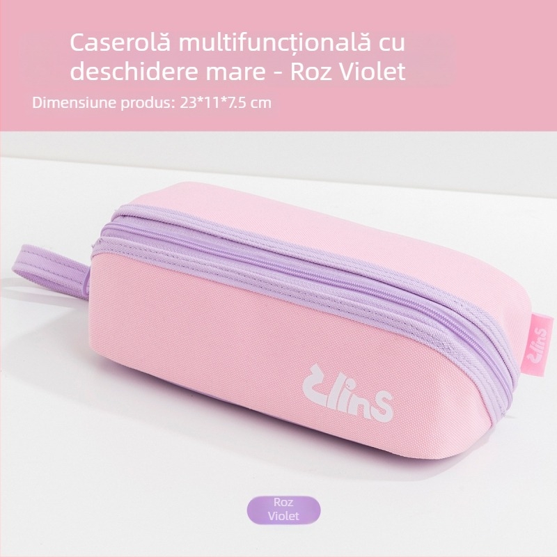 Penar pentru liceu, design minimalist cu două straturi, capacitate mare, compartimente multiple, aspect elegant și unic