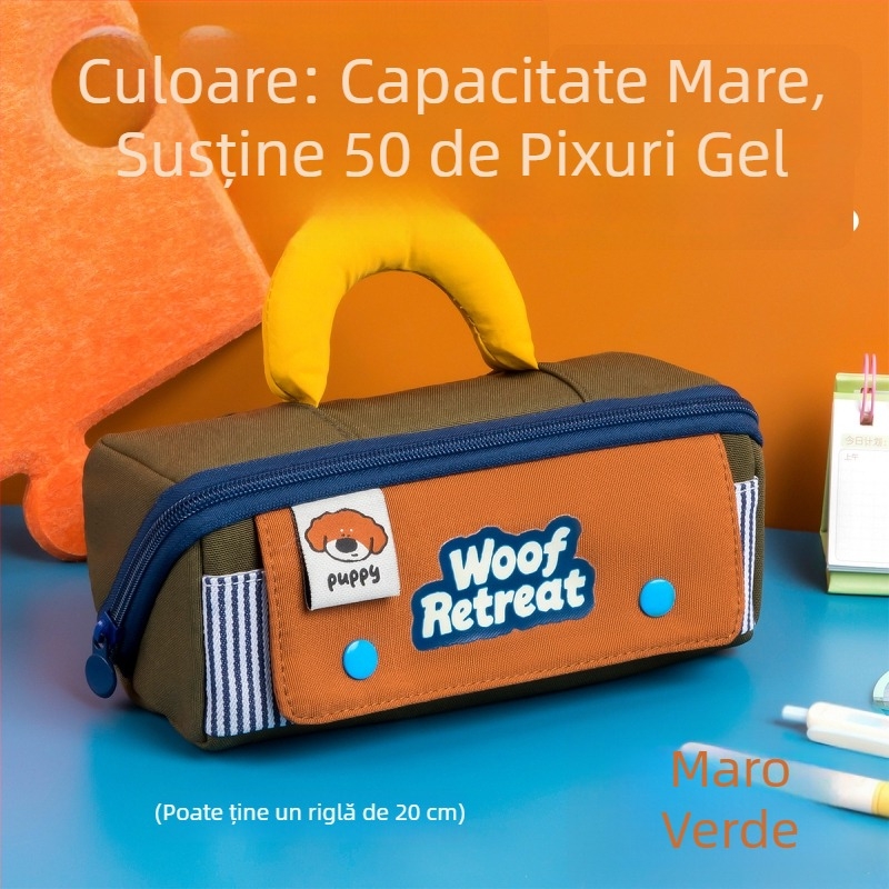 Penar pentru liceu, design minimalist cu două straturi, capacitate mare, compartimente multiple, aspect elegant și unic