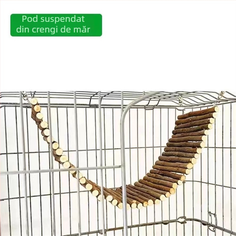 Gardă din lemn de măr pentru hamsterul auriu, scară de cățărare versatilă, separator și pod suspendat, jucării pentru animale de companie