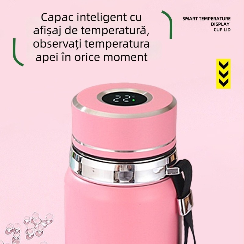 Termos din oțel inoxidabil 316, afișaj temperatură, separare ceai-apă, portabil, capacitate mare